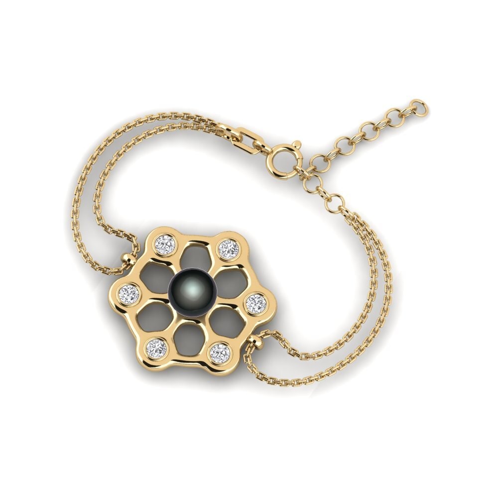 18k Oro Amarillo Diamante cultivado en laboratorio Pulsera de Mujer Fumuncl