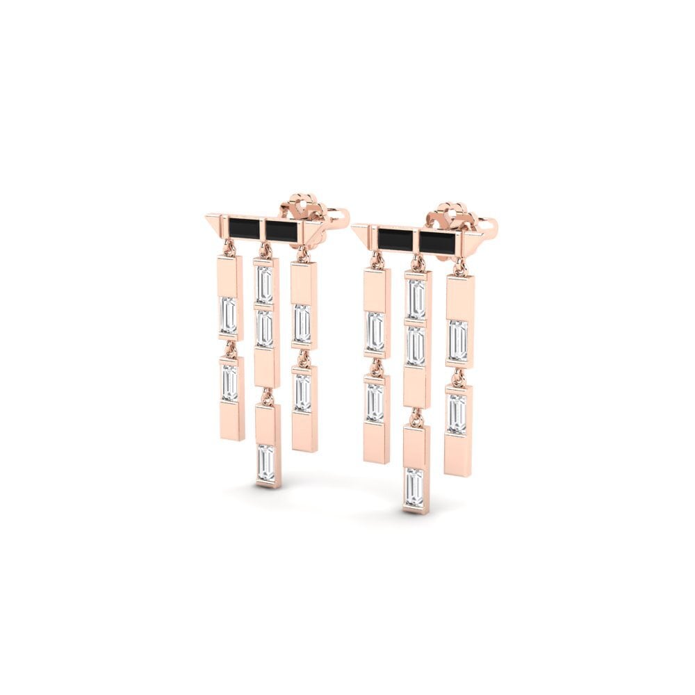 14k Rose Gold Black Sapphire Women's Earring Funfetti