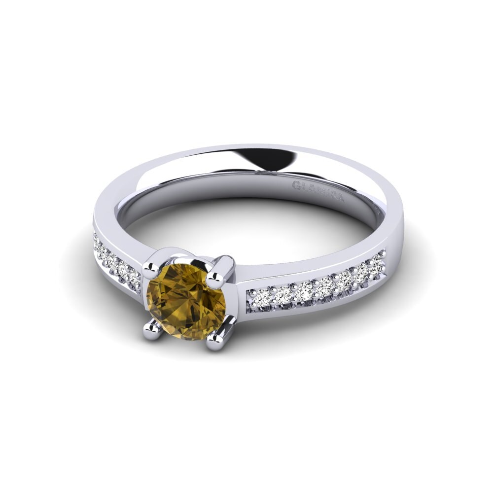 Brown Zircon Engagement Ring Ruby