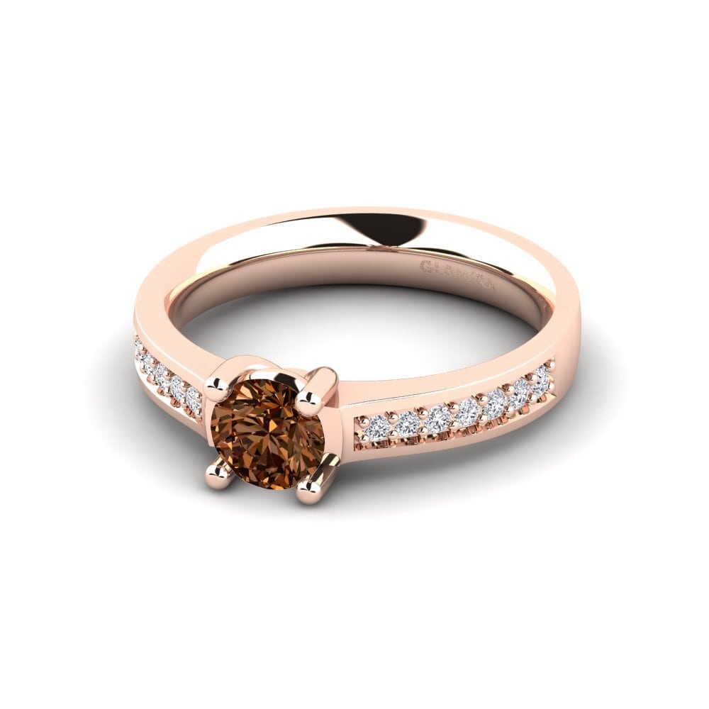 14k Oro Rosa Diamante café Anillo de compromiso Ruby