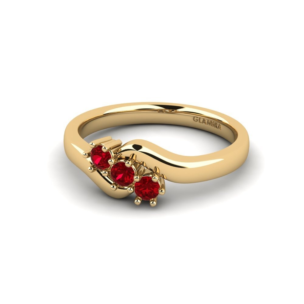 18k Oro Amarillo Circonita Roja Anillo de compromiso Ivy