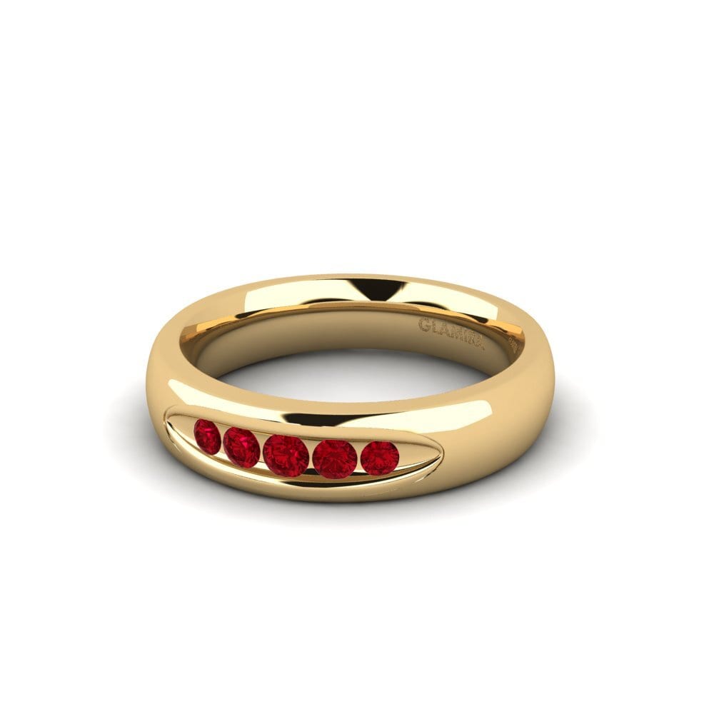 18k Oro Amarillo Circonita Roja Anillo de compromiso Mary
