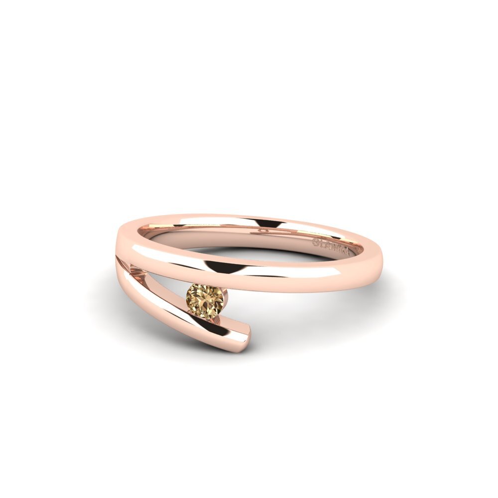 14k Oro Rosa Diamante café Anillo de compromiso Clara
