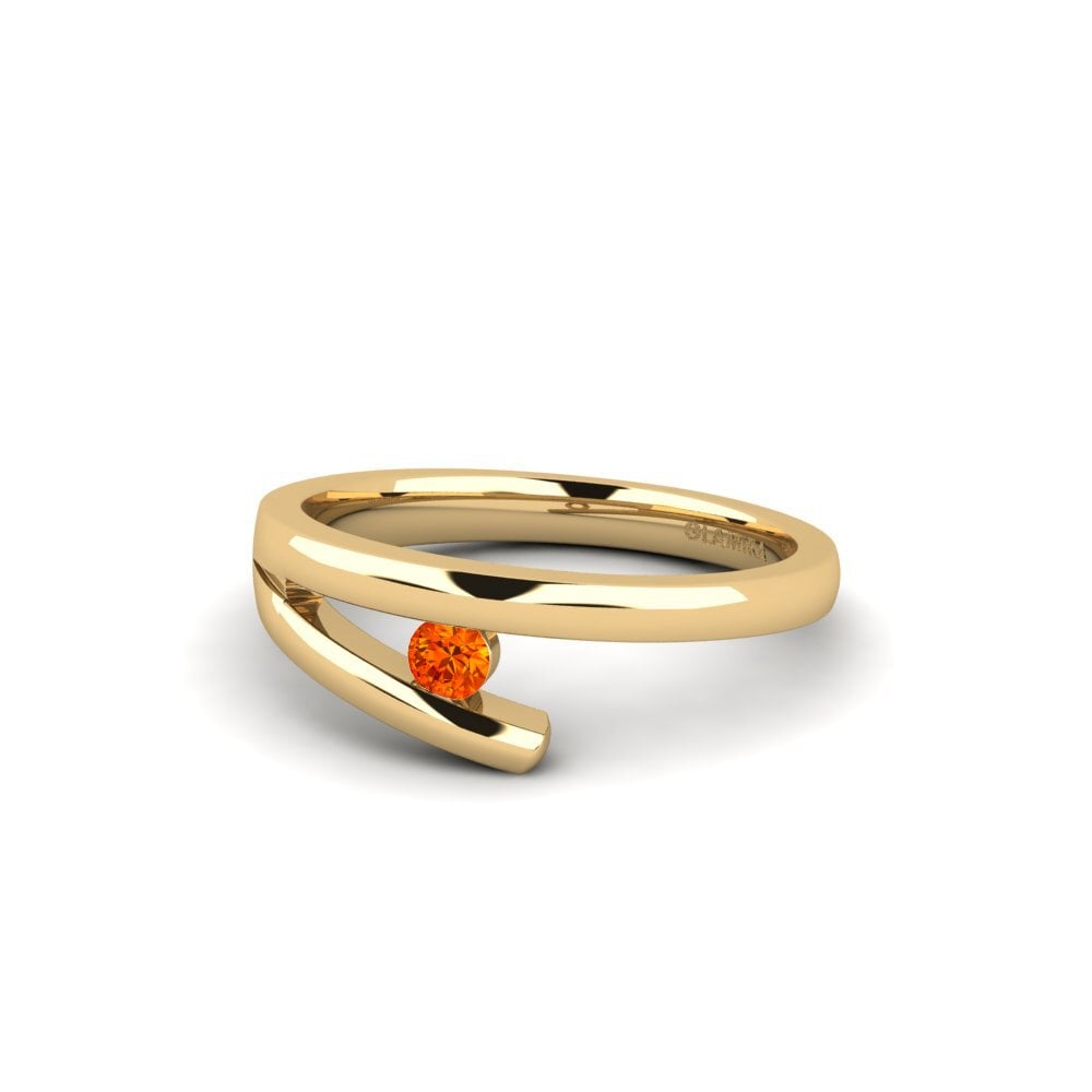 18k Oro Amarillo Zafiro Naranja Anillo de compromiso Clara