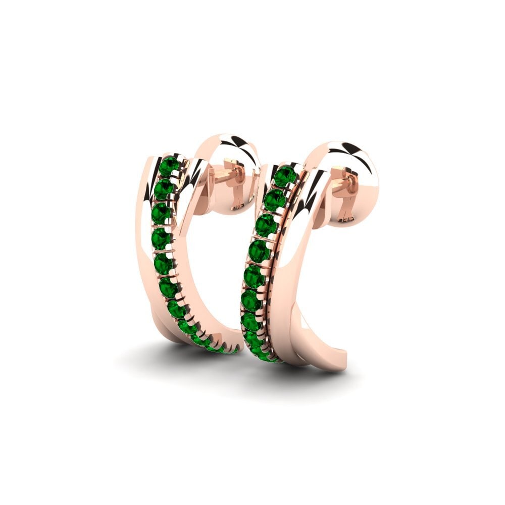 14k Oro Rosa Circonita Verde Pendiente de mujer Jennifer
