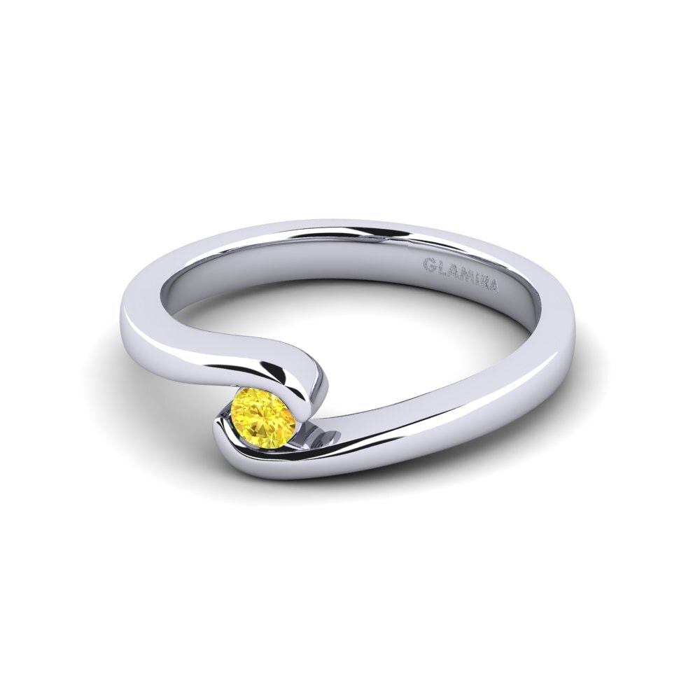 Yellow Sapphire Engagement Ring Bridal Luxuy 0.1crt