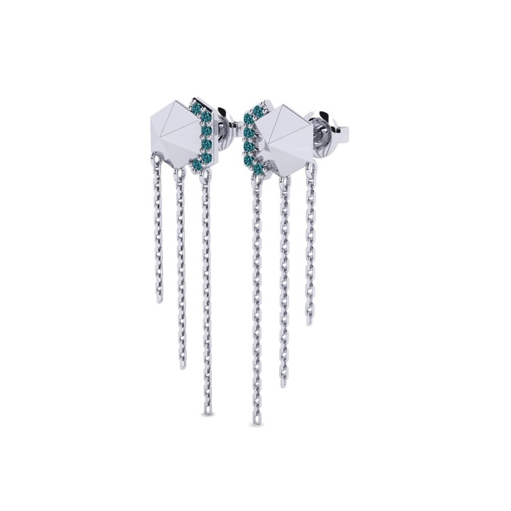 Platino Diamante Azul Pendiente de mujer Gaban