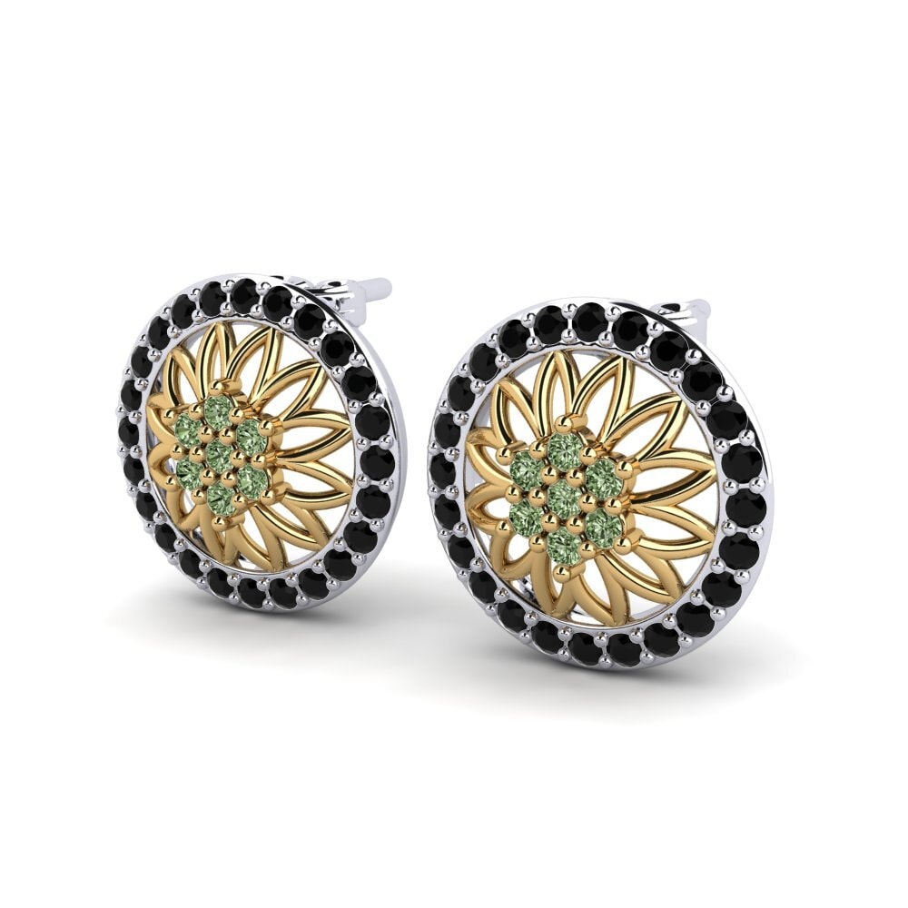 14ct White / Yellow Gold Green Diamond Women's Earring Gadhra