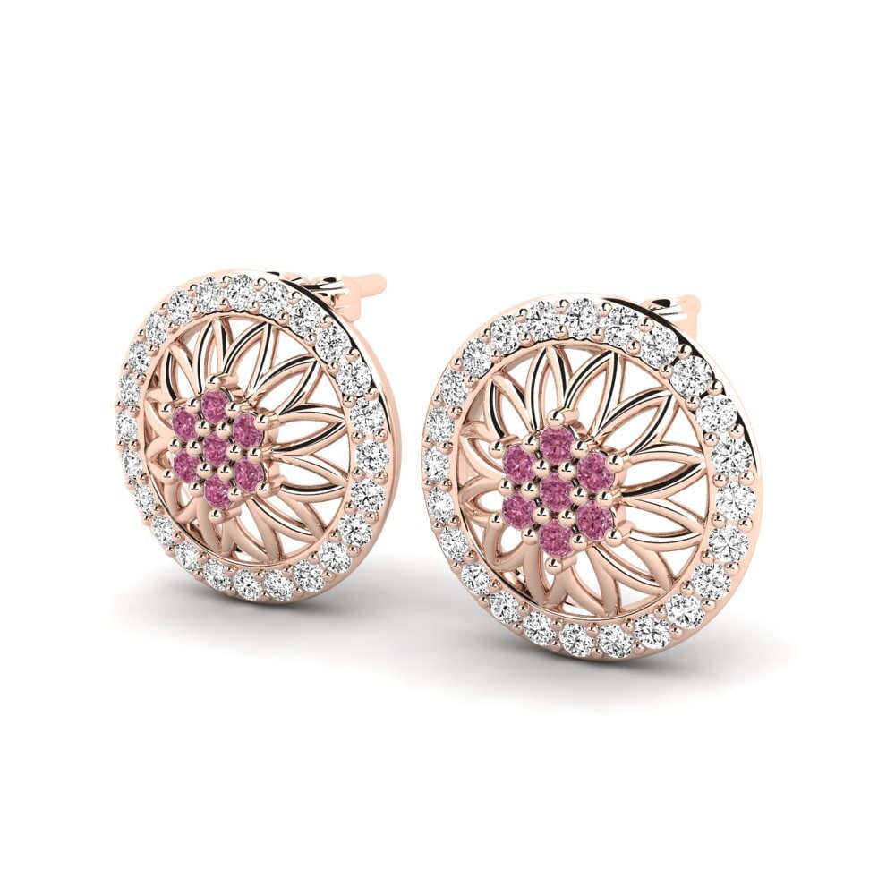 9ct Rose Gold Rhodolite Garnet Women's Earring Gadhra