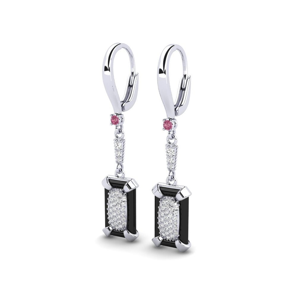 Platino 950 Granate Rhodolite Pendiente de mujer Gadisa