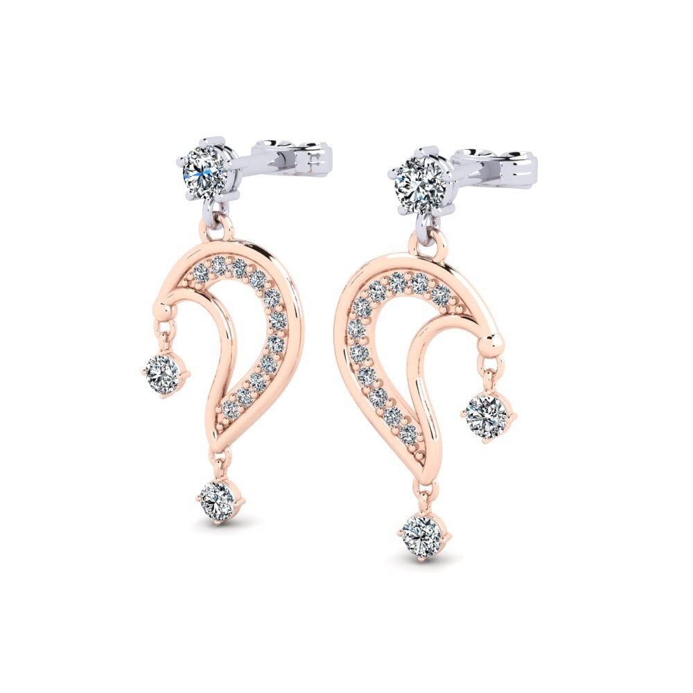 9k Oro Rosa/Blanco Pendiente de mujer Gaffer