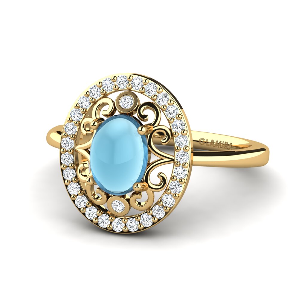 Aguamarina Cabujón Anillo Gaila