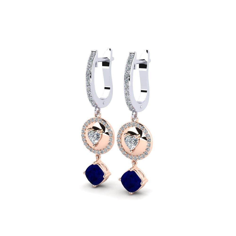 14ct Rose / White Gold Cushion Women's Earring Gaja