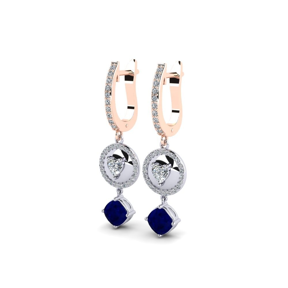 14ct White / Rose Gold Cushion Women's Earring Gaja