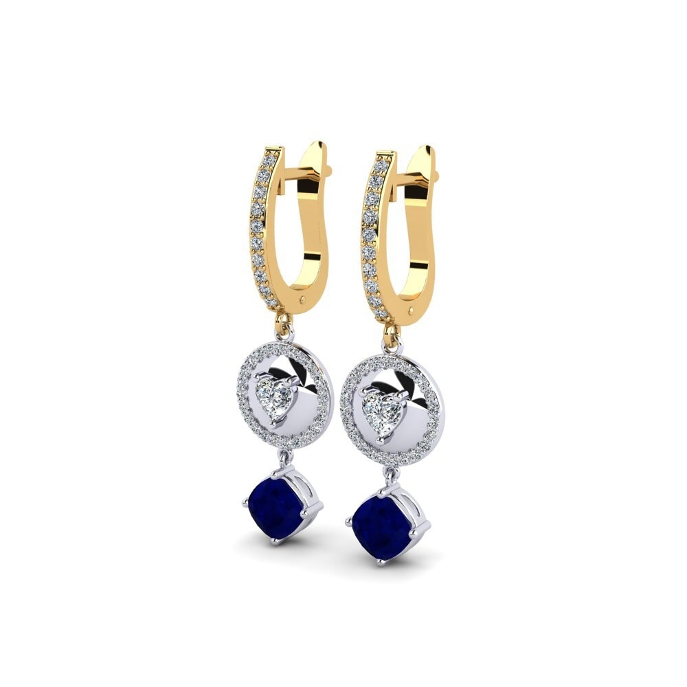 14k Oro Blanco / Amarillo Cojín Pendiente de mujer Gaja