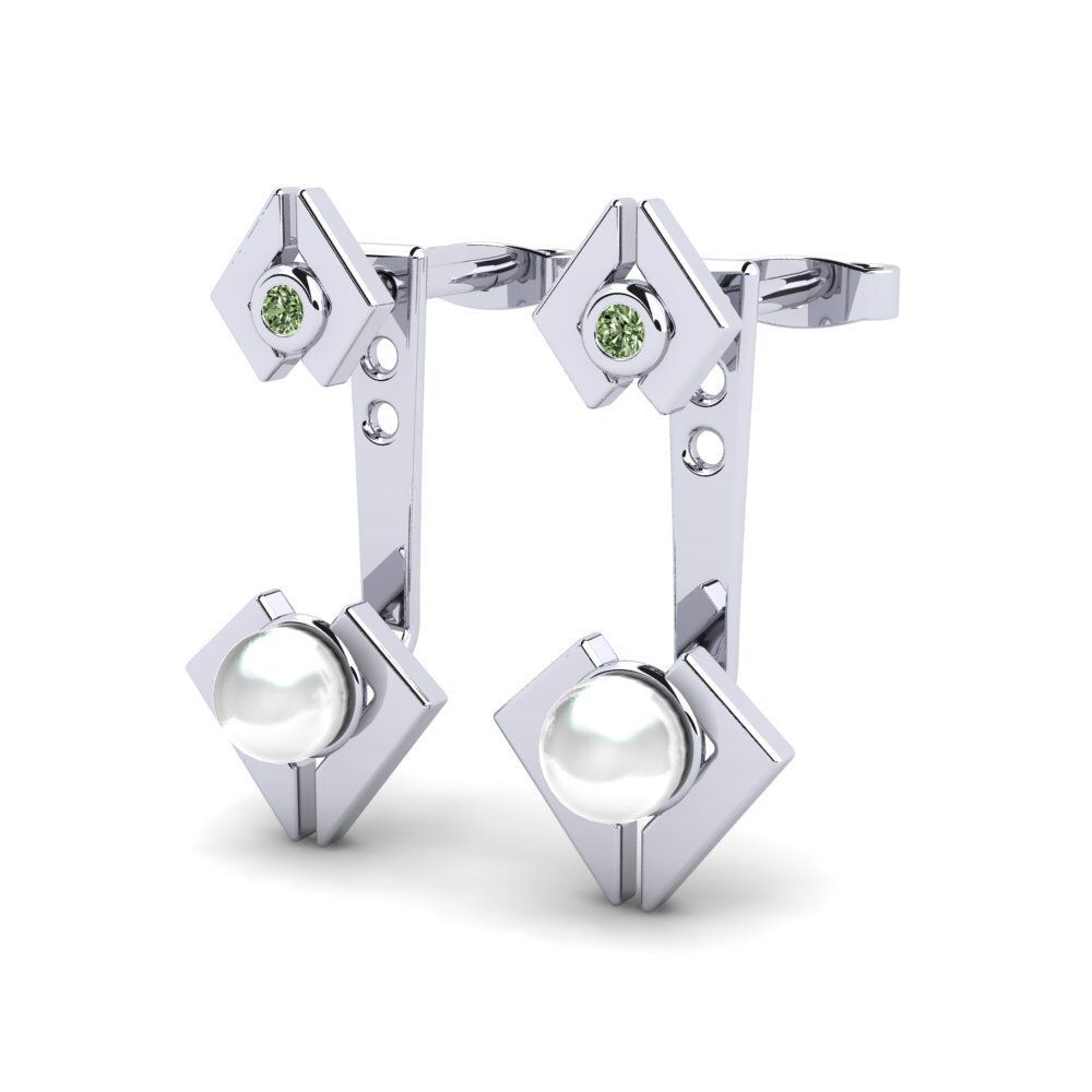 950 Platin Grüner Diamant Damen ohrring Galanta