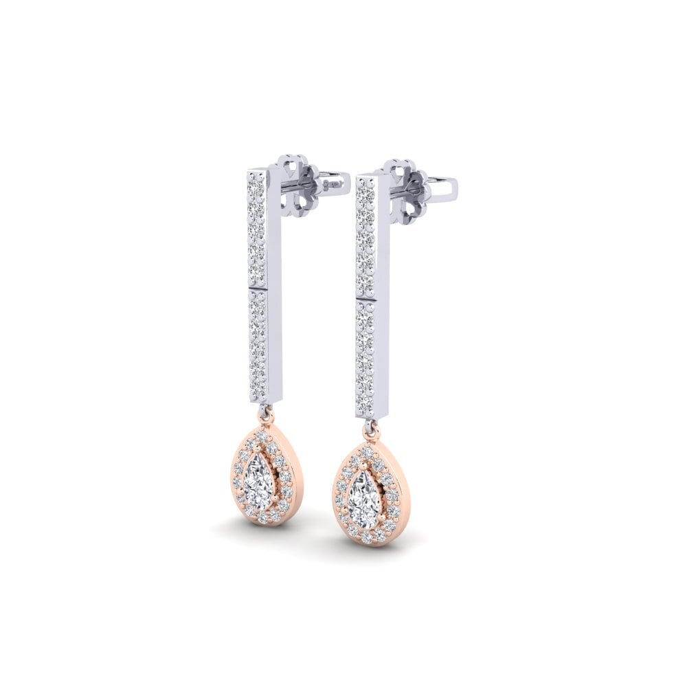 14k White & Rose Gold Diamond Women's Earring Galaroza