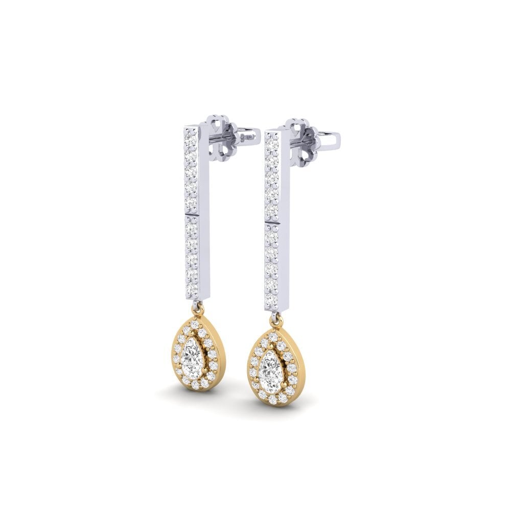 14k Oro Blanco & Amarillo Pendiente de mujer Galaroza
