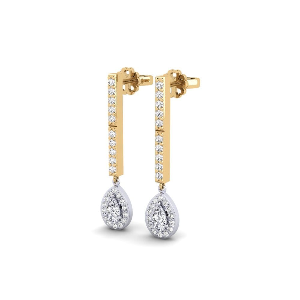 14k Yellow & White Gold Moissanite Women's Earring Galaroza