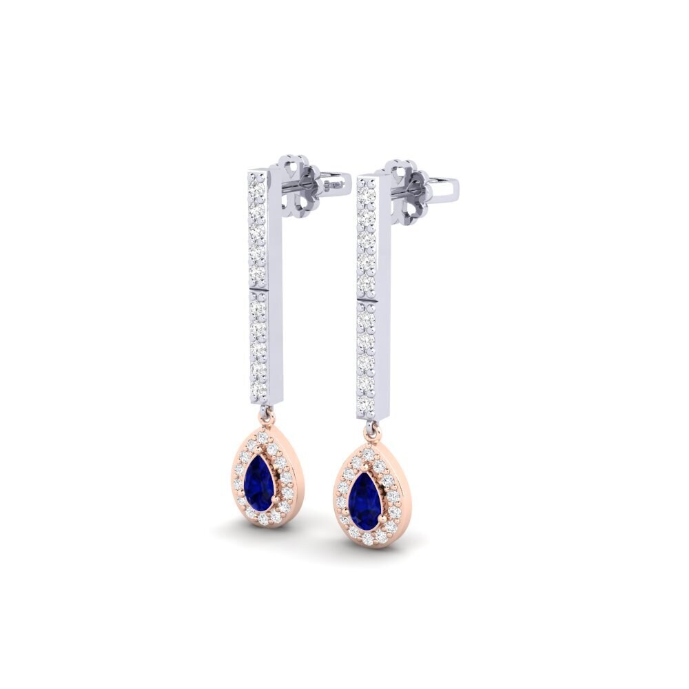14k White & Rose Gold Sapphire Women's Earring Galaroza