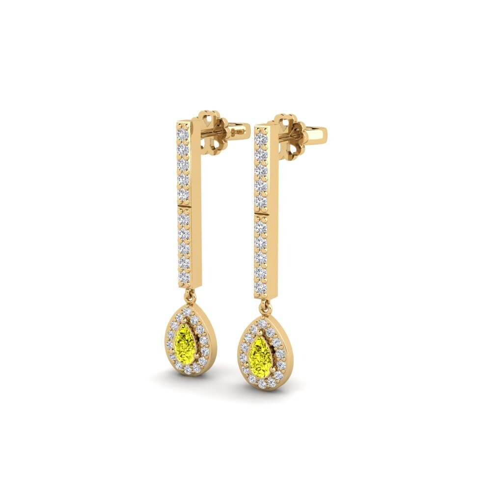 14k Yellow Gold Yellow Diamond Women's Earring Galaroza