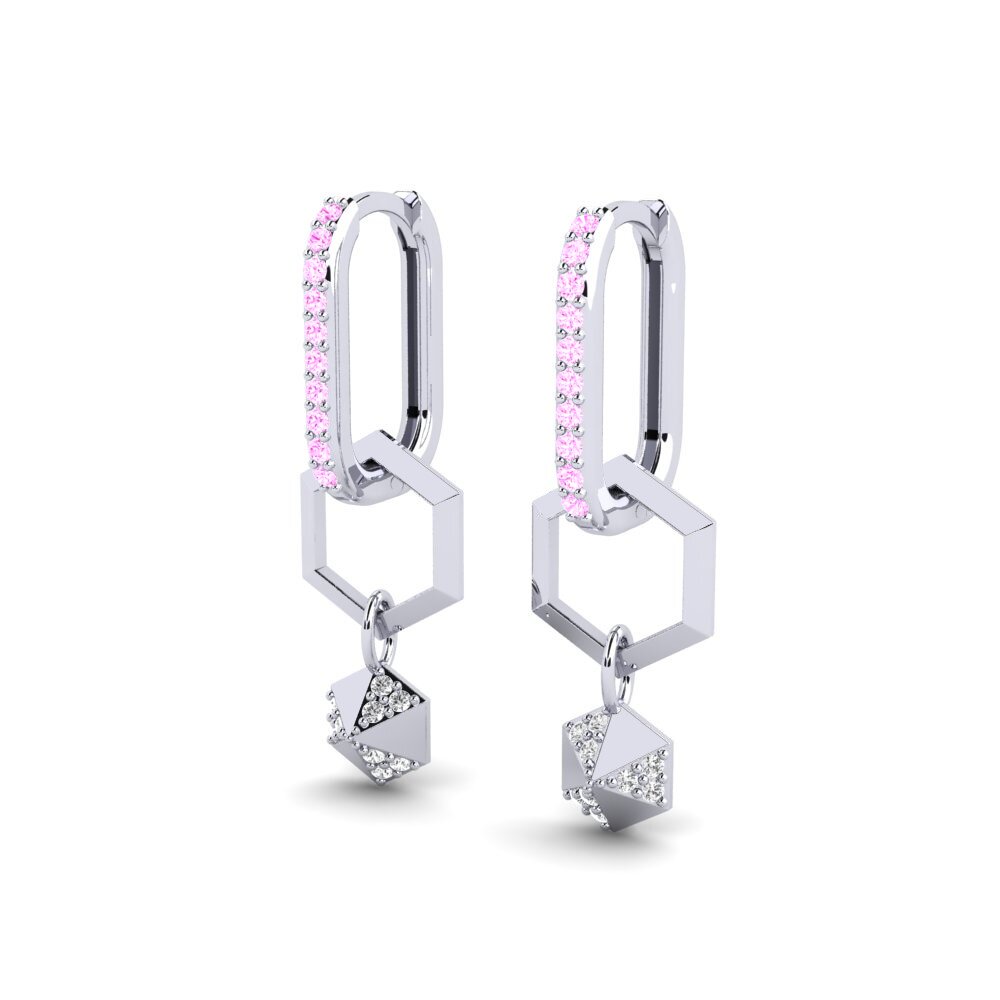 Platino Zafiro Rosado Pendiente de mujer Galatoomi