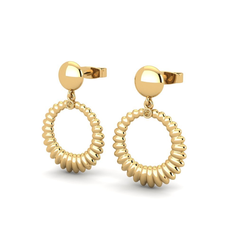 14K Yellow Gold Brown Diamond Earring Galaxies