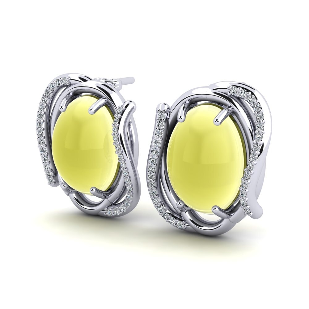 Đá Cabochon Topaz Vàng Bông tai nữ Galena