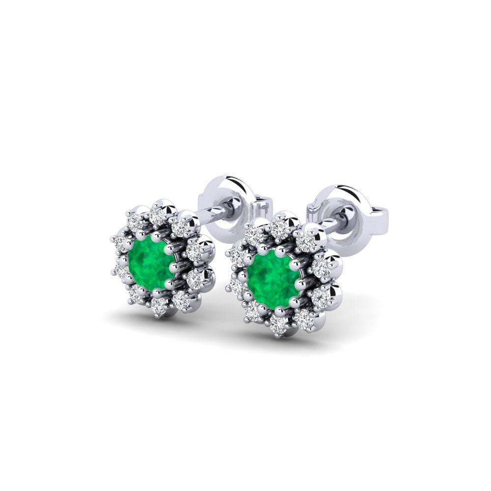 Plata 925 Esmeralda Pendiente de mujer Galinos