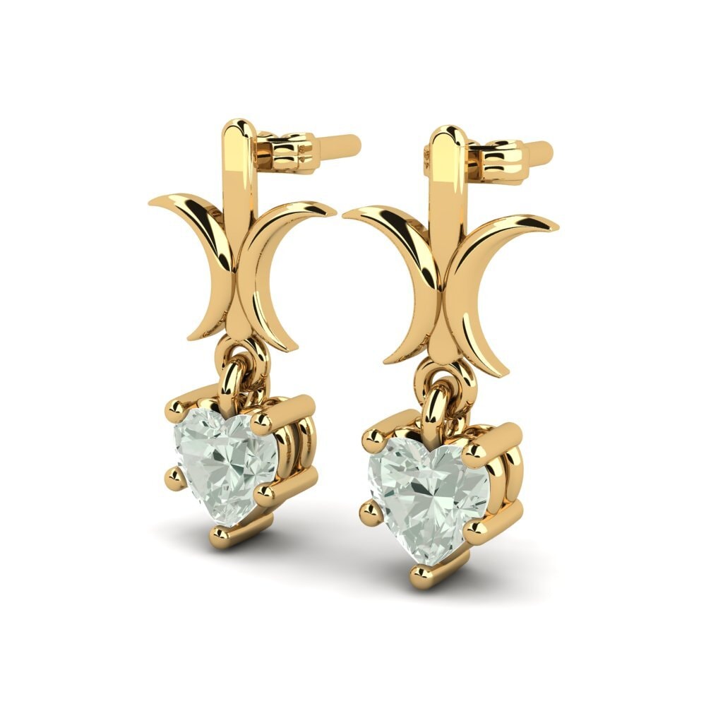 14ct Yellow Gold Green Amethyst Women's Earring Gallinule