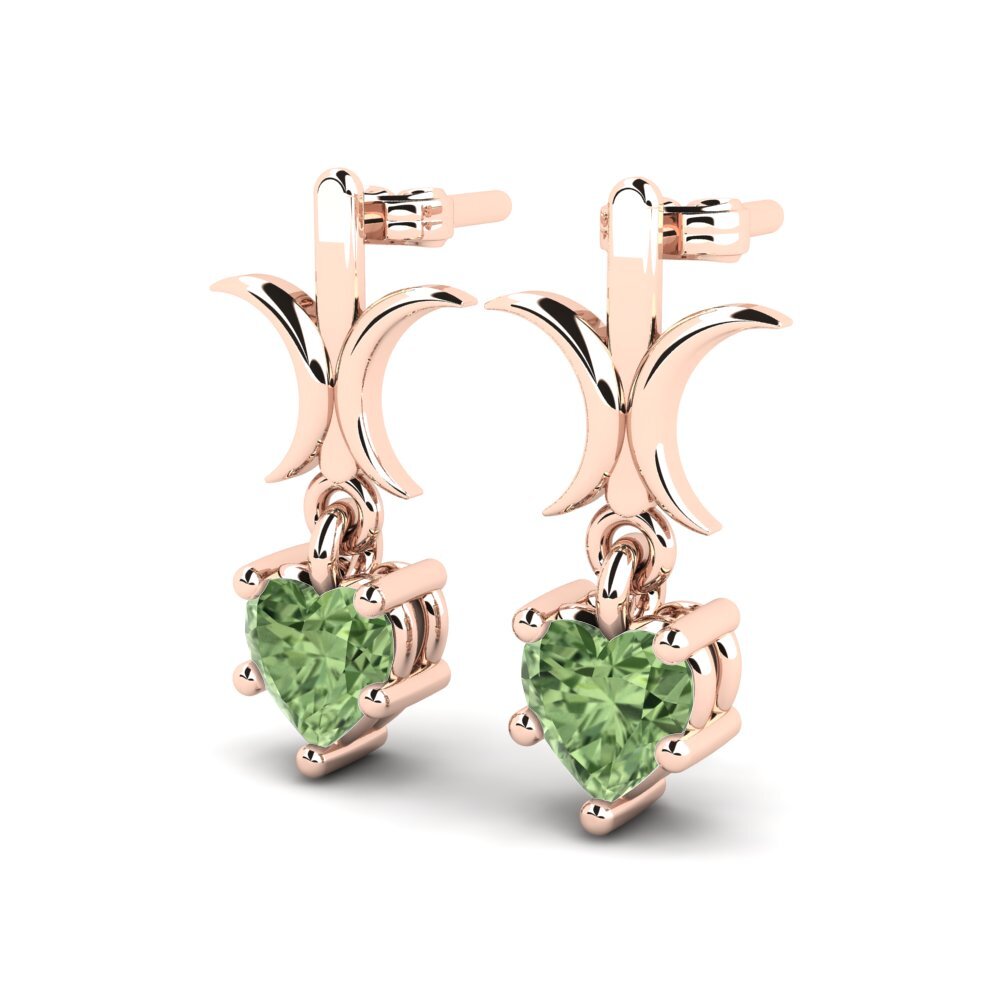 Oro Rosso 585 Zaffiro Verde Orecchino da donna Gallinule
