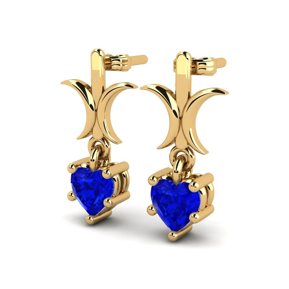 14ct Yellow Gold Sapphire (Lab Created) Women's Earring Gallinule