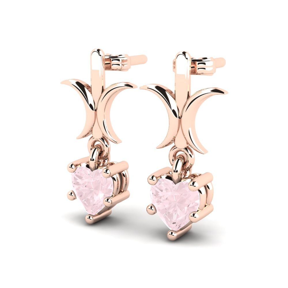 14k Oro Rosa Cuarzo rosa Pendiente de mujer Gallinule