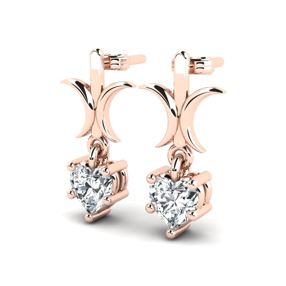 14k Oro Rosa Circón Blanco Pendiente de mujer Gallinule