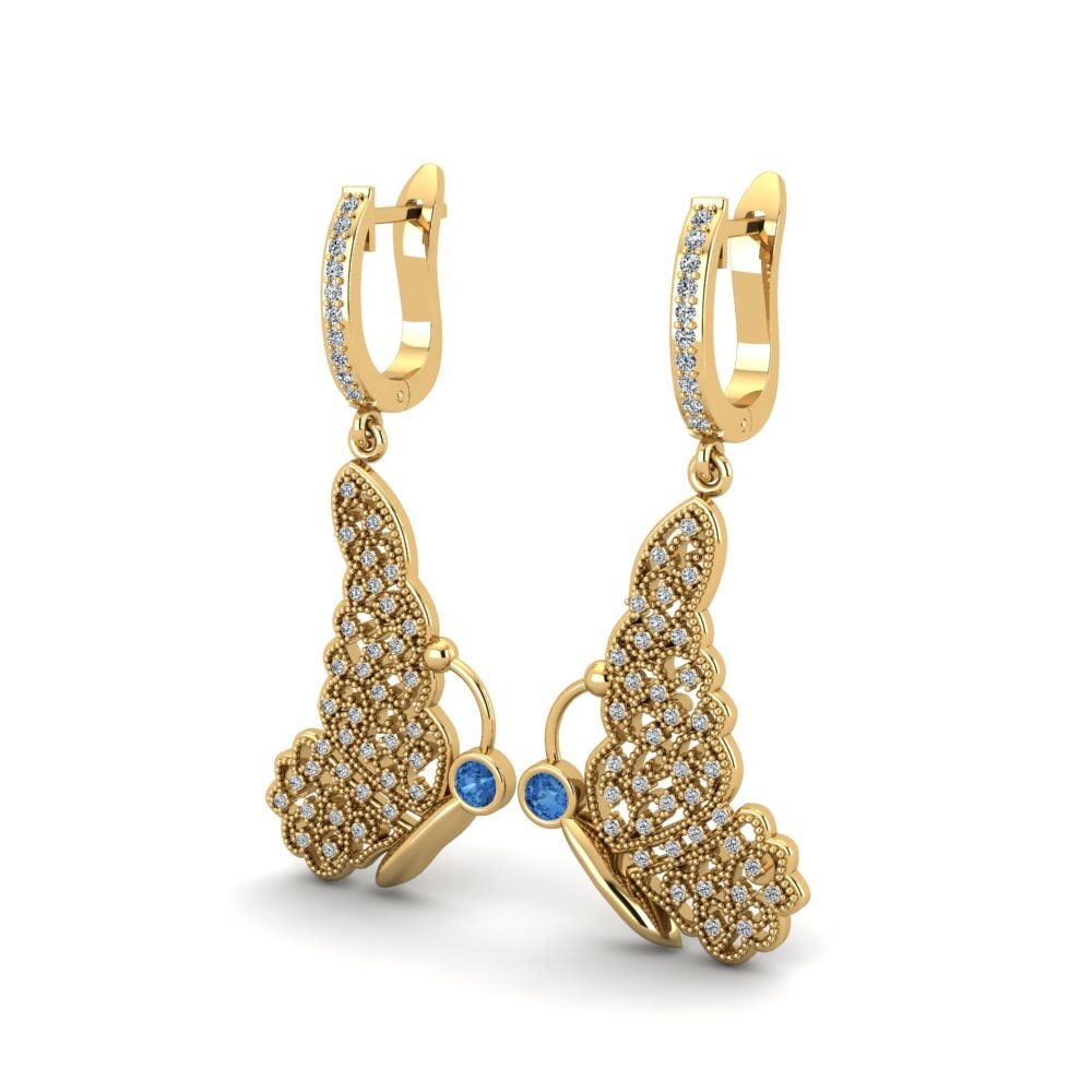 Zircônia azul escuro Brincos Feminino Galvin