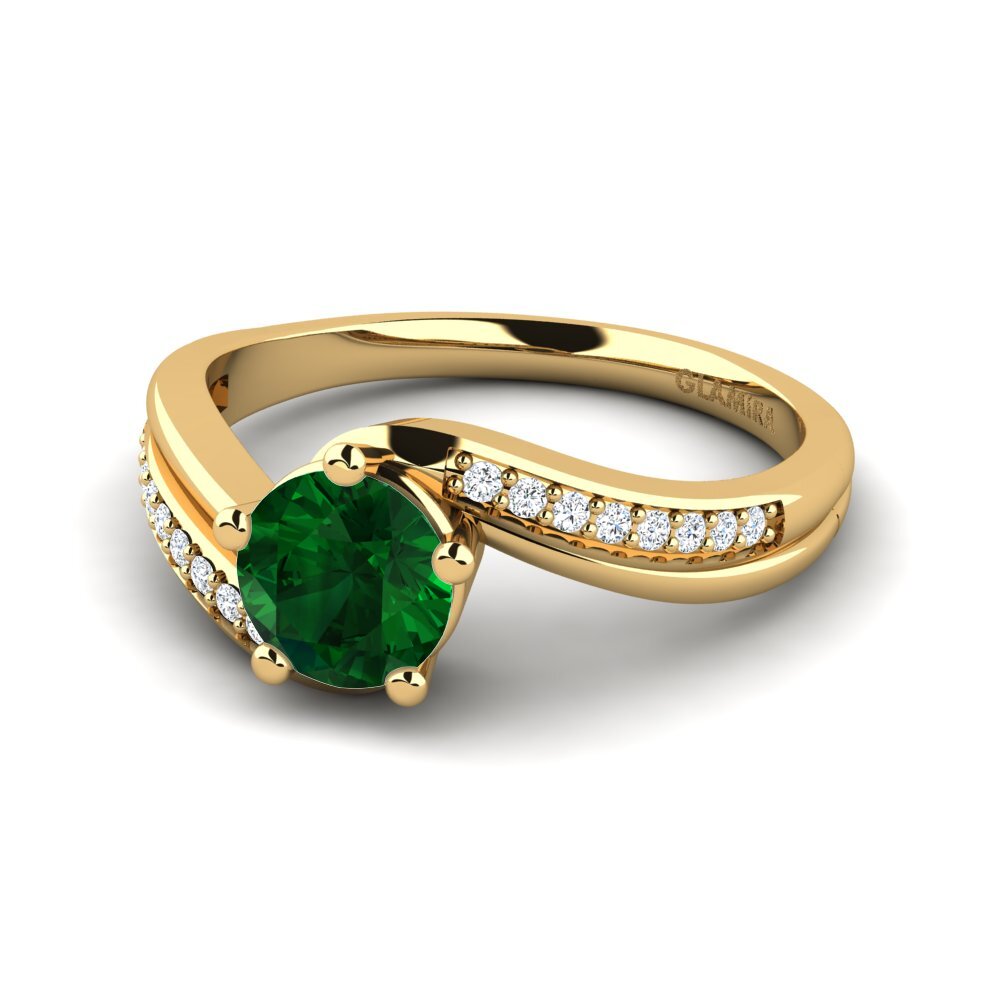 Solitaire Pave Tsavorite 18ct Yellow Gold Engagement Rings