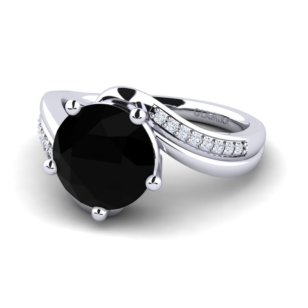 Black Sapphire Engagement Ring Gardenia 3.0 crt
