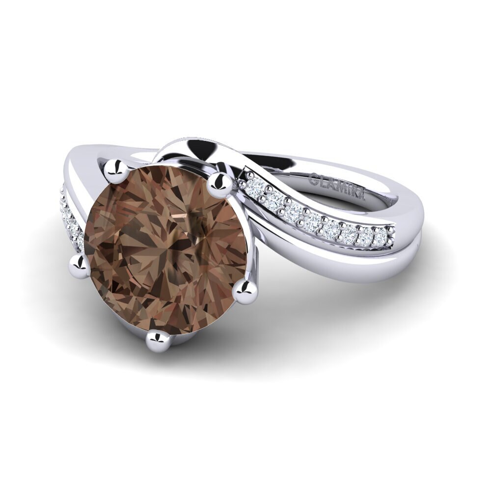 Smoky Quartz Engagement Ring Gardenia 3.0 crt