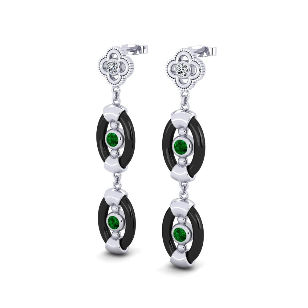 White Silver Green Zirconia Women's Earring Garity