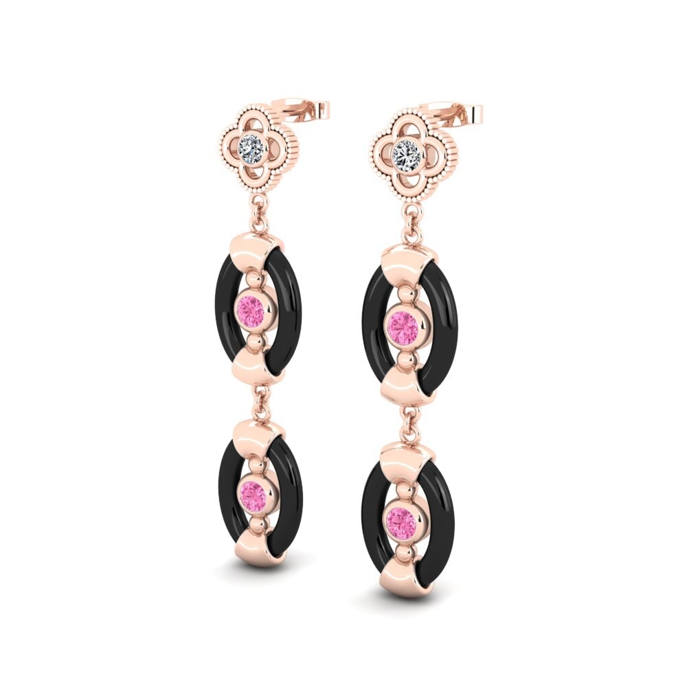 14k Oro Rosa Zafiro Rosado Pendiente de mujer Garity
