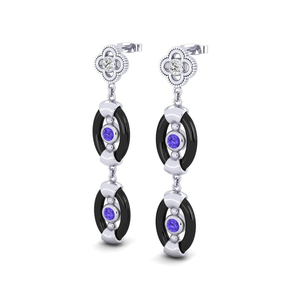 Platino 950 Tanzanita Pendiente de mujer Garity