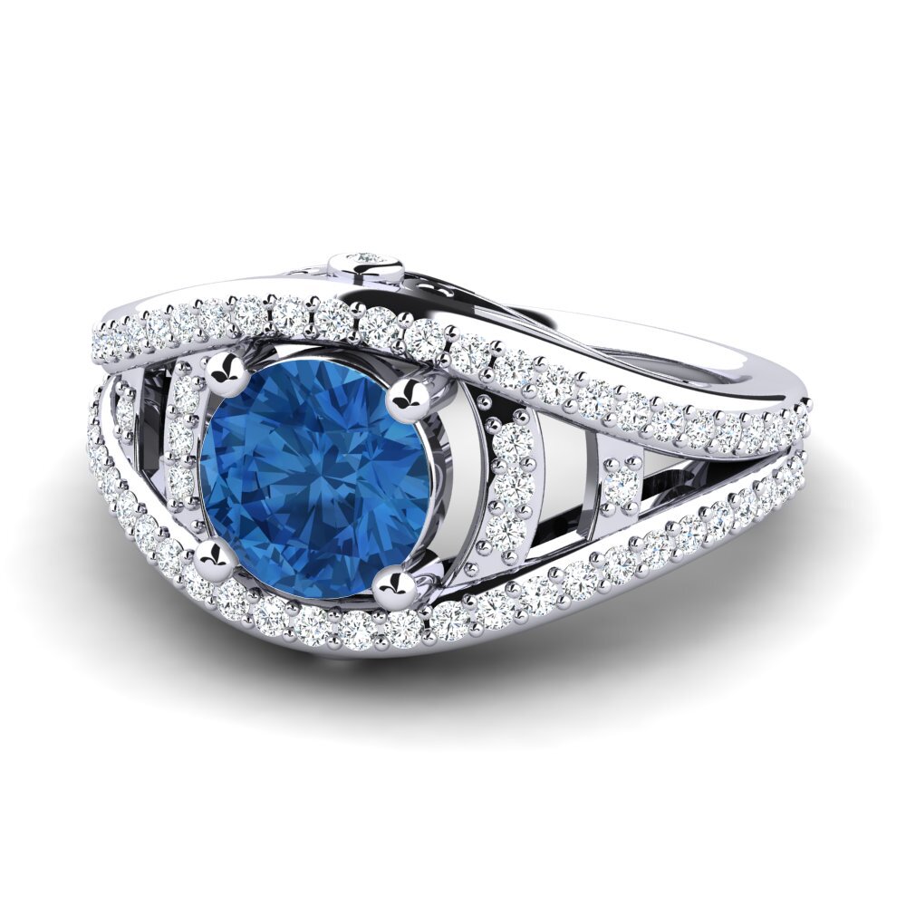 Circonita Azul Oscuro Anillo de compromiso Garland