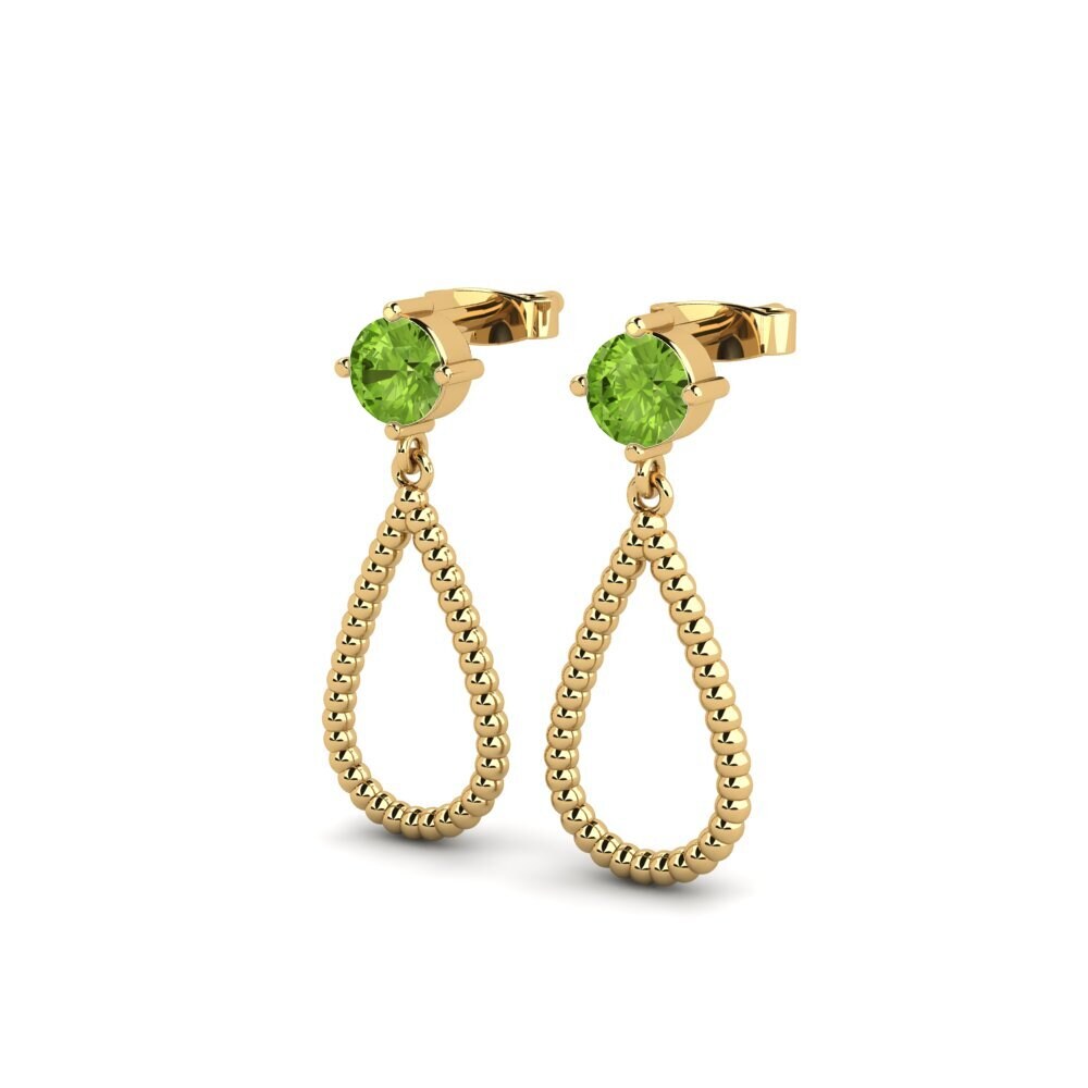 14ct Yellow Gold Peridot Women's Earring Garnet