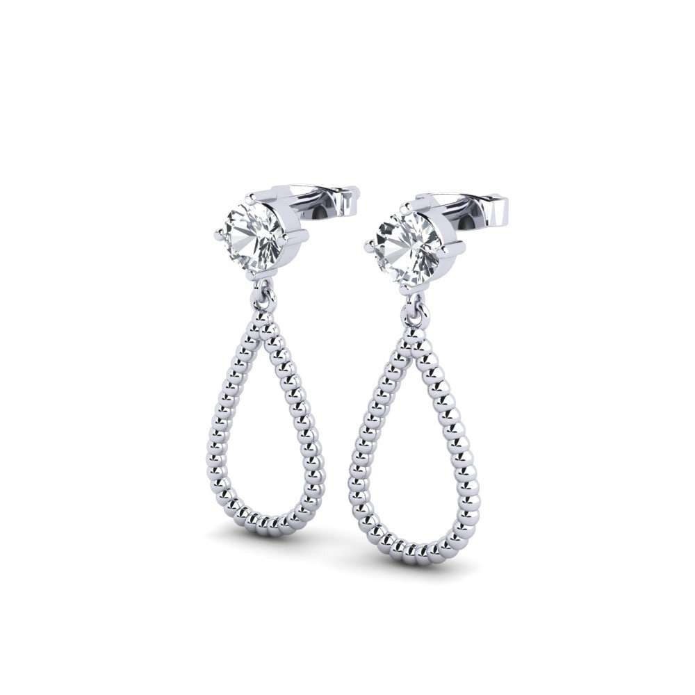 Circón Blanco Pendiente de mujer Garnet