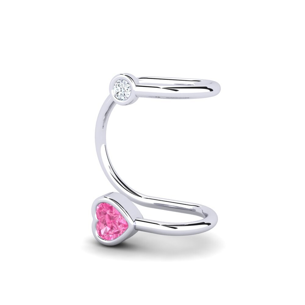 14k Oro Blanco Zafiro Rosado Pendiente de mujer Gaskell