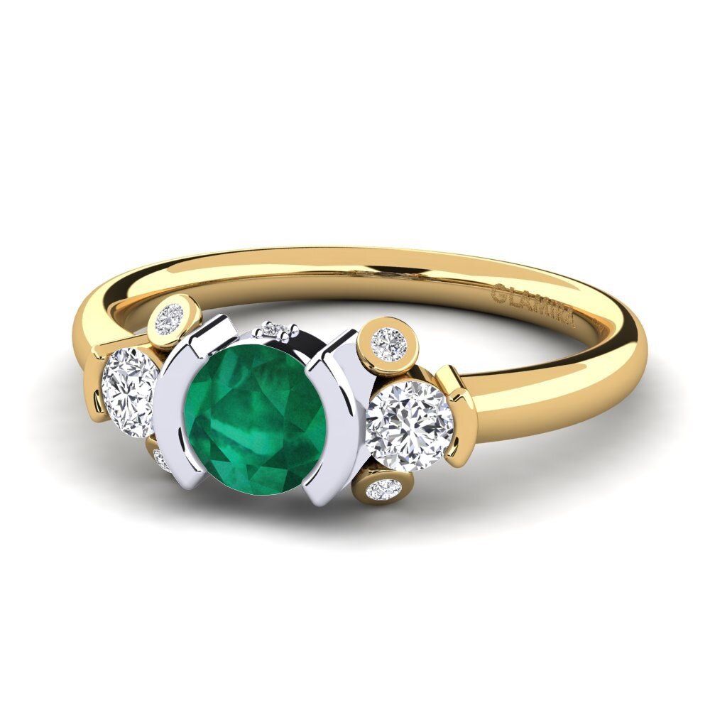 Vàng-Trắng 14K Đá Emerald / Ngọc lục Bảo Nhẫn đính hôn Gaspara