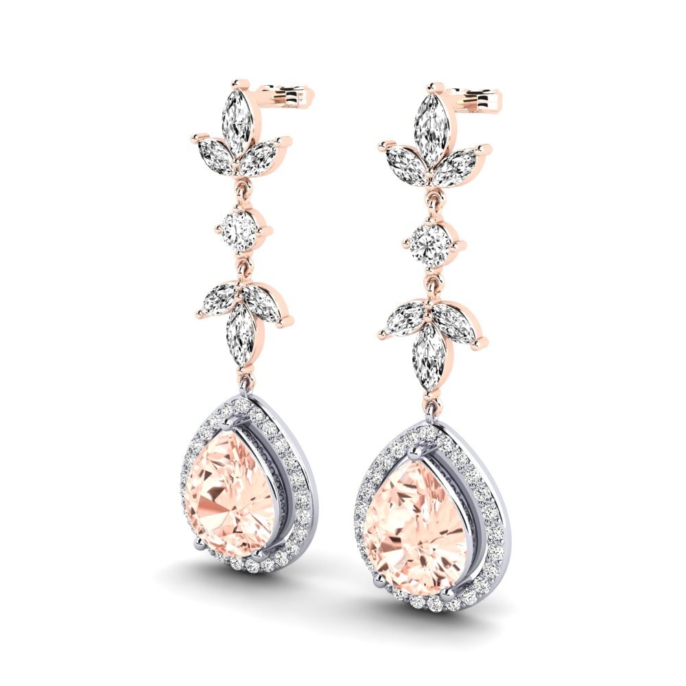 9k Oro Rosa & Blanco Morganita Pendiente de mujer Gasto
