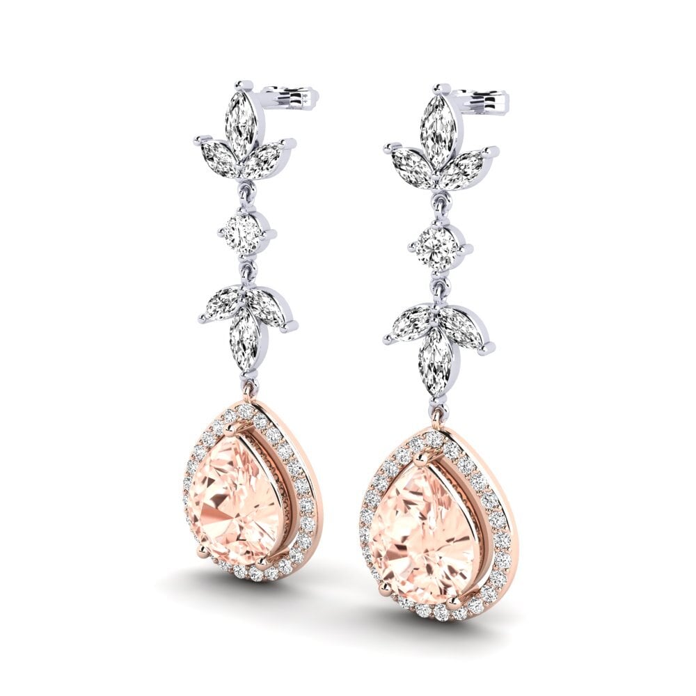 14ct White & Rose Gold Morganite Women's Earring Gasto