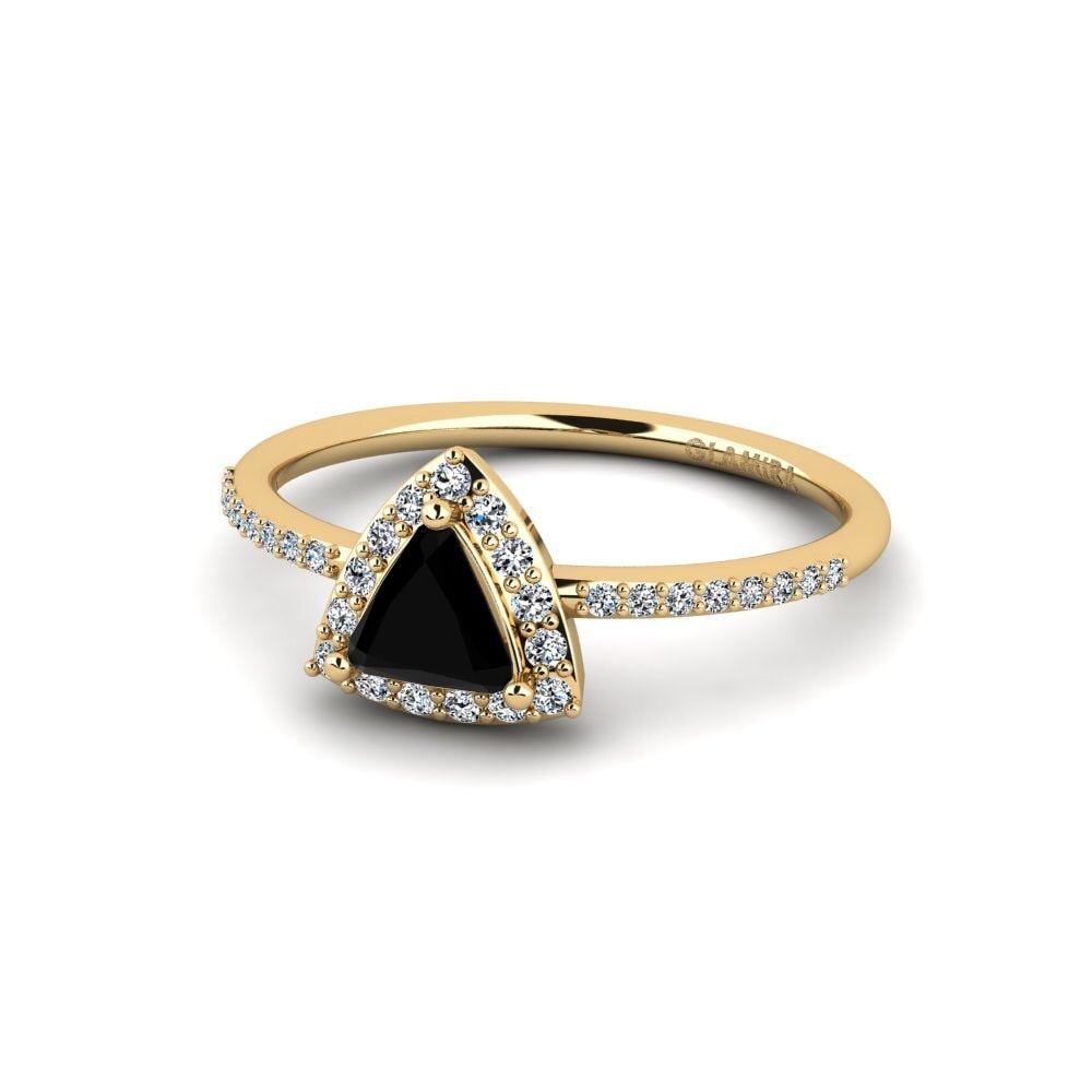 Trillion Black Sapphire Engagement Ring Gaum