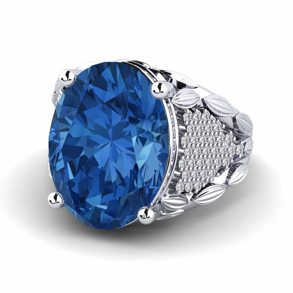 Zircone Bleu Foncé Bague Gaye
